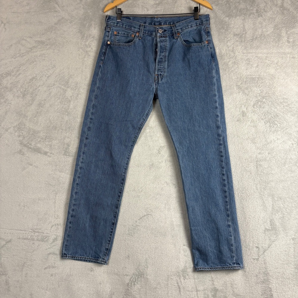 Levis 501 Original Fit Mens Medium Wash Blue Straight Leg Denim Jeans W33 L30